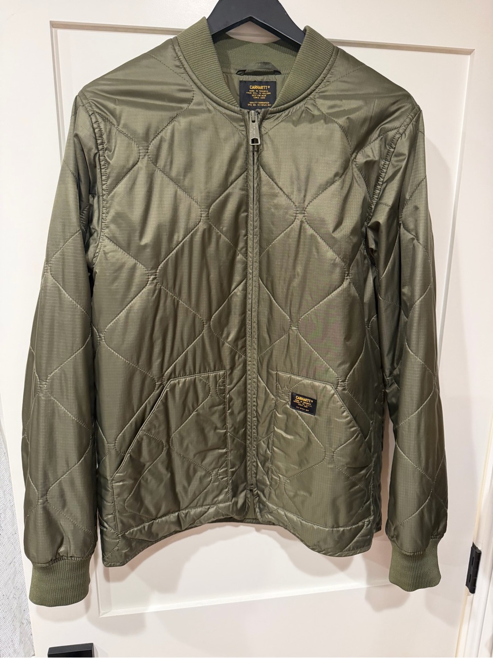 Carhartt Work In Progress Olive Quilted Bomber Jacket